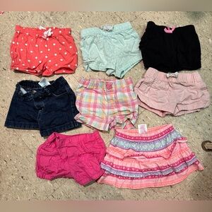 Lot Of (8) Baby Girl Assorted Summer Shorts Sz 18-24 Month EUC Pink Denim